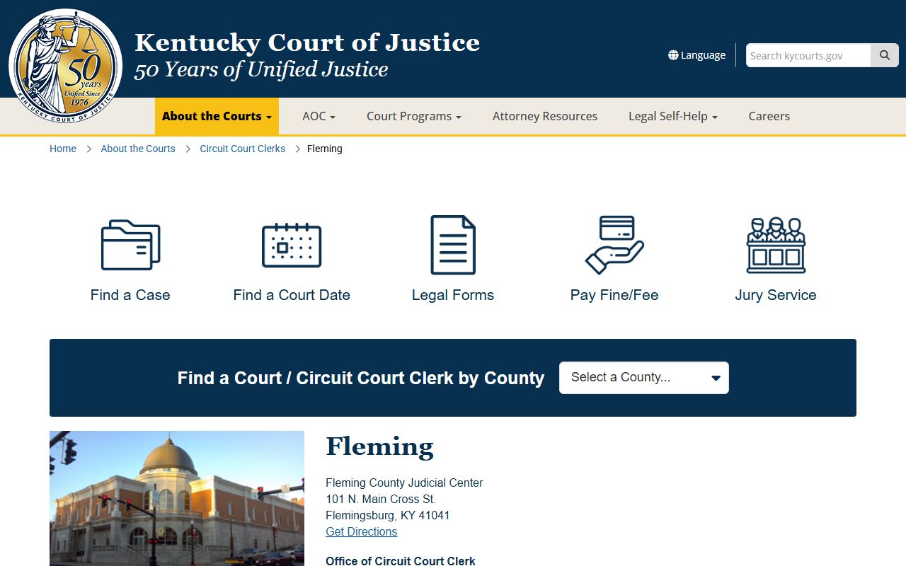 Fleming County court records after jail arrest court clerk page